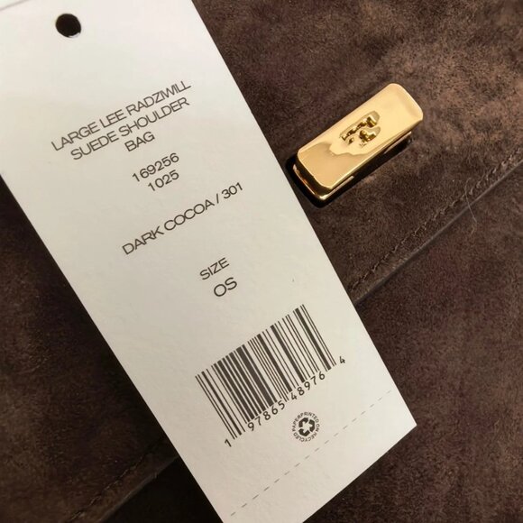 Auth Tory Burch Large Lee Radziwill Suede Shoulder Bag Dark Cocoa - Picture 8 of 9